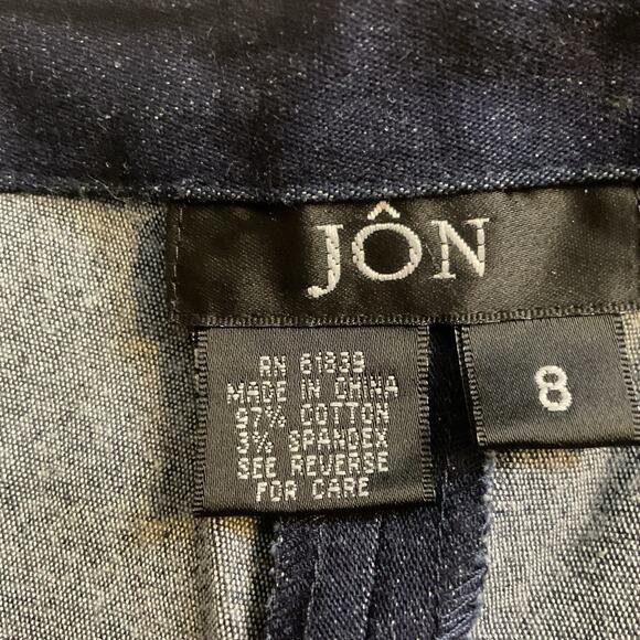 JON by TERI JON Embroidered Dark Blue Wash Jean Size 8 Ankle Pant Stretch-RARE - Picture 2 of 9
